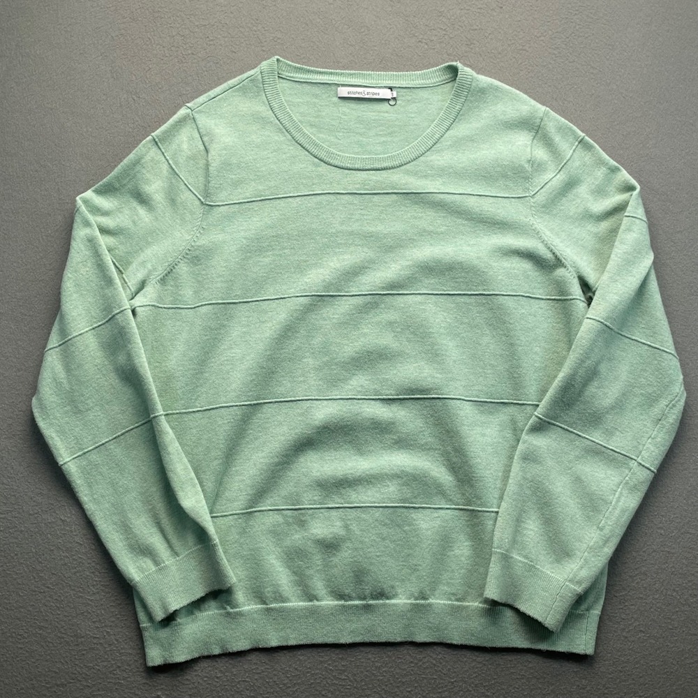 Stitches & Stripes Pullover Sweater Men XXL Mint Green Textured Crew Neck FW1839